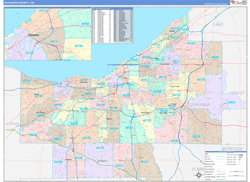 Cuyahoga County, OH Wall Map Color Cast Style 2024