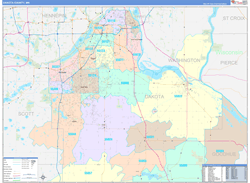 Dakota County, MN Wall Map Color Cast Style 2024