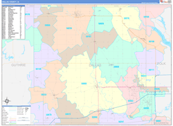 Dallas County, IA Wall Map Color Cast Style 2024