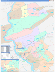 Dauphin County, PA Wall Map Color Cast Style 2024