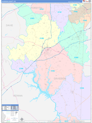 Davidson County, NC Wall Map Color Cast Style 2024