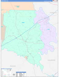 Davie County, NC Wall Map Color Cast Style 2024