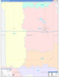 Davison County, SD Wall Map Color Cast Style 2024