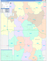 DeKalb County, IL Wall Map Color Cast Style 2024