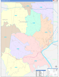 Dearborn County, IN Wall Map Color Cast Style 2024