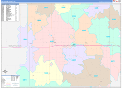 Delaware County, IA Wall Map Color Cast Style 2024