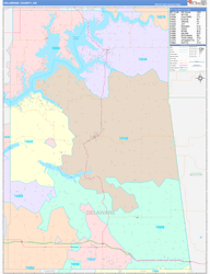 Delaware County, OK Wall Map Color Cast Style 2024