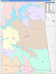 Delaware County, OK Wall Map Color Cast Style 2026