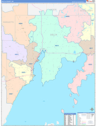 Delta County, MI Wall Map Color Cast Style 2026