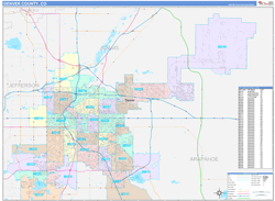 Denver County, CO Zip Code Maps (Color Cast Style)