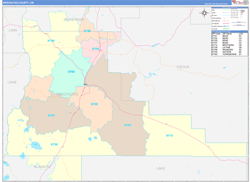 Deschutes County, OR Wall Map Color Cast Style 2024