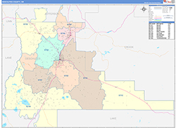 Deschutes County, OR Wall Map Color Cast Style 2026