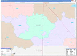 Dewey County, OK Wall Map Color Cast Style 2024
