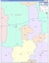 Dickinson County, KS Wall Map Color Cast Style 2026