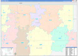 Divide County, ND Wall Map Color Cast Style 2024