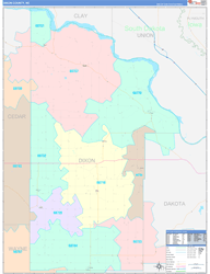 Dixon County, NE Wall Map Color Cast Style 2024