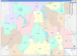 Dodge County, WI Wall Map Color Cast Style 2024