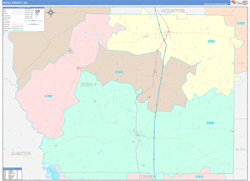 Dooly County, GA Wall Map Color Cast Style 2024
