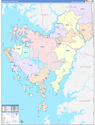 Dorchester County, MD Wall Map Color Cast Style 2026