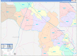 Dorchester County, SC Wall Map Color Cast Style 2024