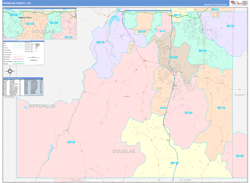Douglas County, CO Wall Map Color Cast Style 2024