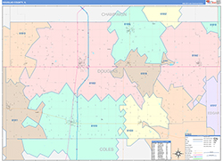 Douglas County, IL Wall Map Color Cast Style 2026