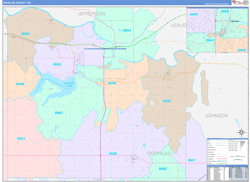 Douglas County, KS Wall Map Color Cast Style 2024