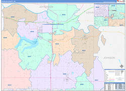 Douglas County, KS Wall Map Color Cast Style 2026