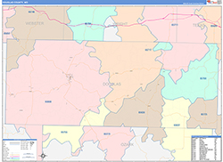 Douglas County, MO Wall Map Color Cast Style 2026