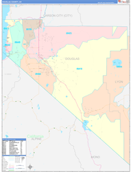 Douglas County, NV Wall Map Color Cast Style 2024