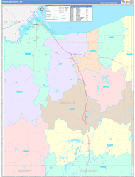 Douglas County, WI Wall Map Color Cast Style 2024