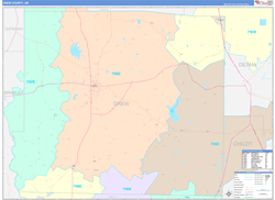 Drew County, AR Wall Map Color Cast Style 2024