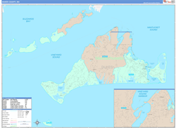 Dukes County, MA Wall Map Color Cast Style 2024