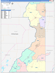 Dunklin County, MO Wall Map Color Cast Style 2026