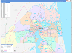 Duval County, FL Wall Map Color Cast Style 2023