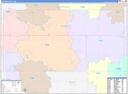 Edmunds County, SD Wall Map Color Cast Style 2024