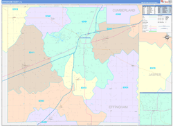 Effingham County, IL Wall Map Color Cast Style 2023