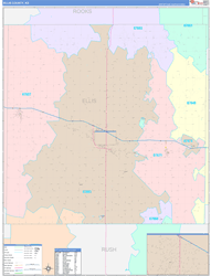 Ellis County, KS Wall Map Color Cast Style 2024