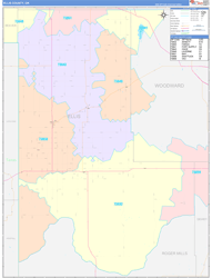 Ellis County, OK Wall Map Color Cast Style 2024