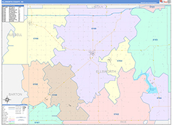 Ellsworth County, KS Wall Map Color Cast Style 2026