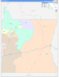 Emery County, UT Wall Map Color Cast Style 2023