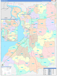 Erie County, NY Wall Map Color Cast Style 2024