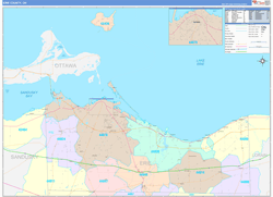 Erie County, OH Wall Map Color Cast Style 2024