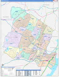 Essex County, NJ Wall Map Color Cast Style 2026