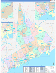 Fairfield County, CT Wall Map Color Cast Style 2024