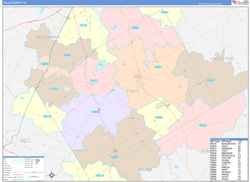Falls County, TX Wall Map Color Cast Style 2024