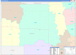 Faulk County, SD Wall Map Color Cast Style 2024