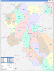 Fauquier County, VA Wall Map Color Cast Style 2024