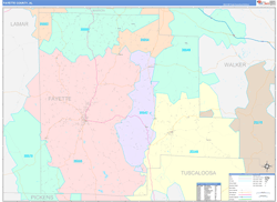 Fayette County, AL Wall Map Color Cast Style 2024