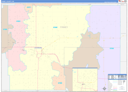 Finney County, KS Wall Map Color Cast Style 2024